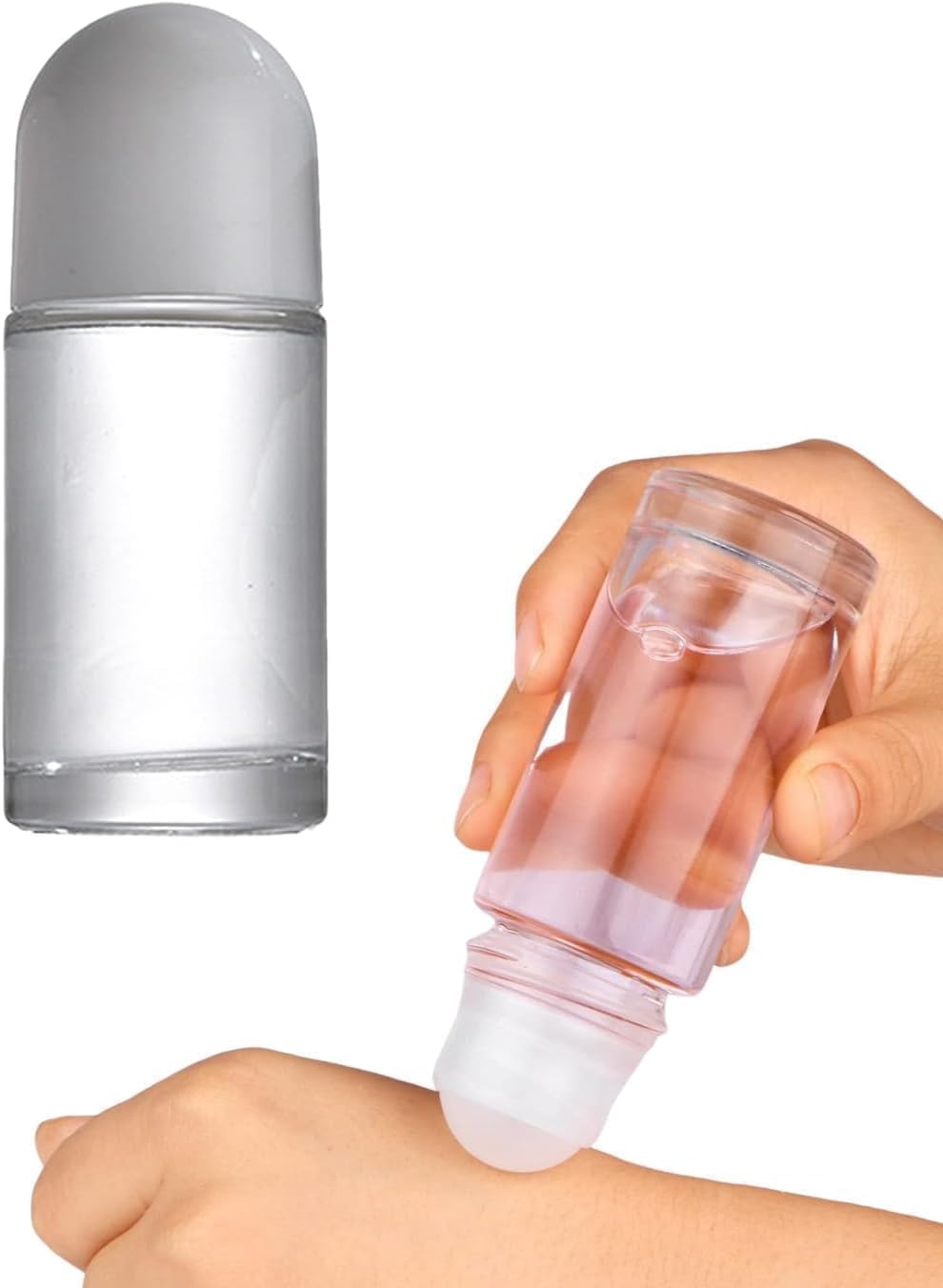 Mioaoa White 1Pc 50Ml Glass Empty Roller Bottles With Plastic Roller Ball, Deodorant Roll On Containers Leak Proof Massage Ball Bottles For Essential Oil Perfume Refillable Containers Tools