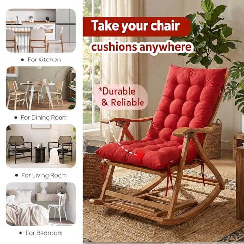 Image of Kuber Industries 18x48 Inch Microfiber Comfy Long Rocking Chair Pad /Floor Cushion with Ties | Comfortable Sitting Large Pillows Seating for Adults | Maroon