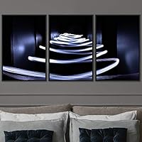 3 Piece Framed Canvas Wall Art Abstract Geometric Lights Mixed Media Canvas Prints Home Artwork Decoration for Living Room,Bedroom - 16