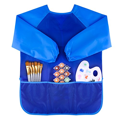 KUUQA Waterproof Children Art Smock Kids Art Aprons with 3 Roomy Pockets,Painting Supplies