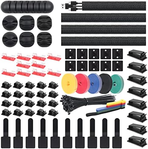 MaxEarn 204 Stk Kabelmanagement Kit, Kabel Organizer für Home Office TV-PC MaxEarn 204 Stk Kabelmanagement Kit, Kabel Organizer für Home Office TV-PC