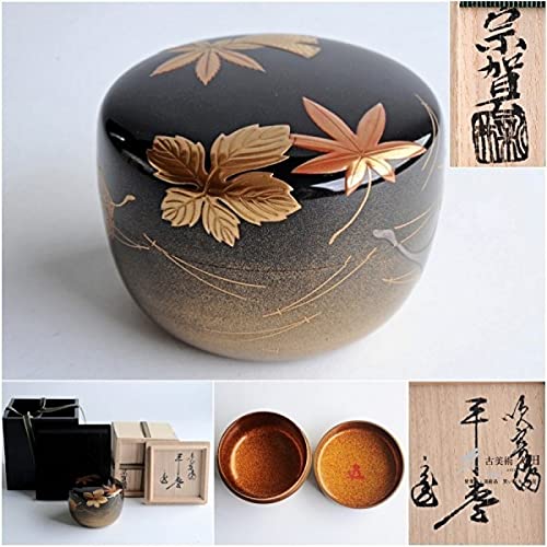 【棗　遠山蒔絵　梨地】新井宗賀　共箱 Amazon.co.jp: 新井宗賀 吹寄絵 内梨地紅葉蒔絵 平棗 鵬雲斎書付
