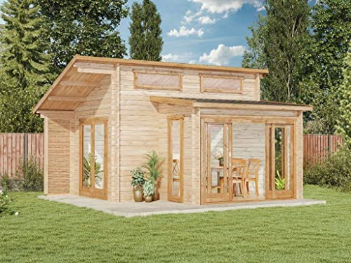 Carlsson Gartenhaus Lausitz-40 ISO mit Schiebetür aus Holz in braun Holzhaus Wandstärke: 40 mm Blockbohlenhaus