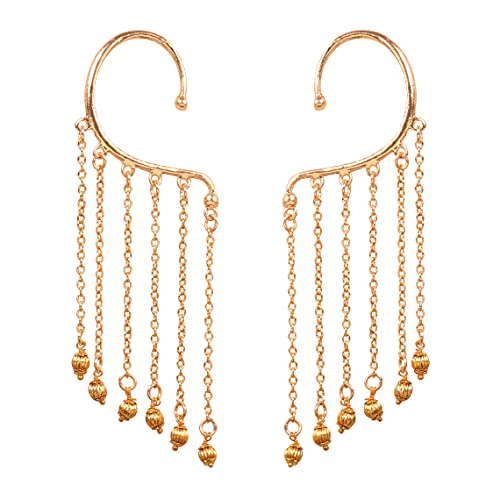 Touchstone Indian Bollywood Innovative Ear Shape Lucrative Look Hangings Long Bridal Chandelier Designer Jewelry Earrings For Women.