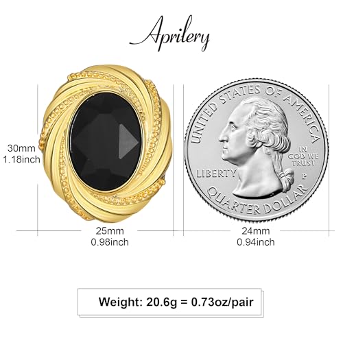 Chunky Gold Geometric Stud Earrings Trendy Vintage 14K Gold Plated Black Cubic Zirconia Statement Cocktail Earrings Dupes Jewelry for Women4