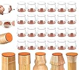 Stuhlbeinkappen 24 Stück, Verbesserte Filzpads, Schutzkappen Für Stuhlbeine, Transparent Silikon Stuhlbeinkappen Für Runde und Eckige Stuhlbeine, Beseitigen Sie Geräusche und Kratzer