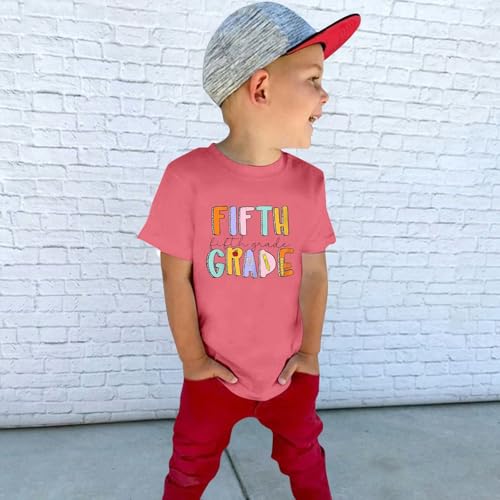 Girls 5th Grade Shirt Back to School Fifth Grade T-Shirts First Day of School Pattern Tee Tops Kids Summer Outfit4