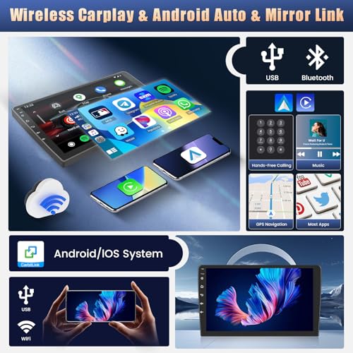 Hikity 10,1" Bilradio Android 13 med Carplay och GPS för Peugeot/Citroën/Mitsubishi