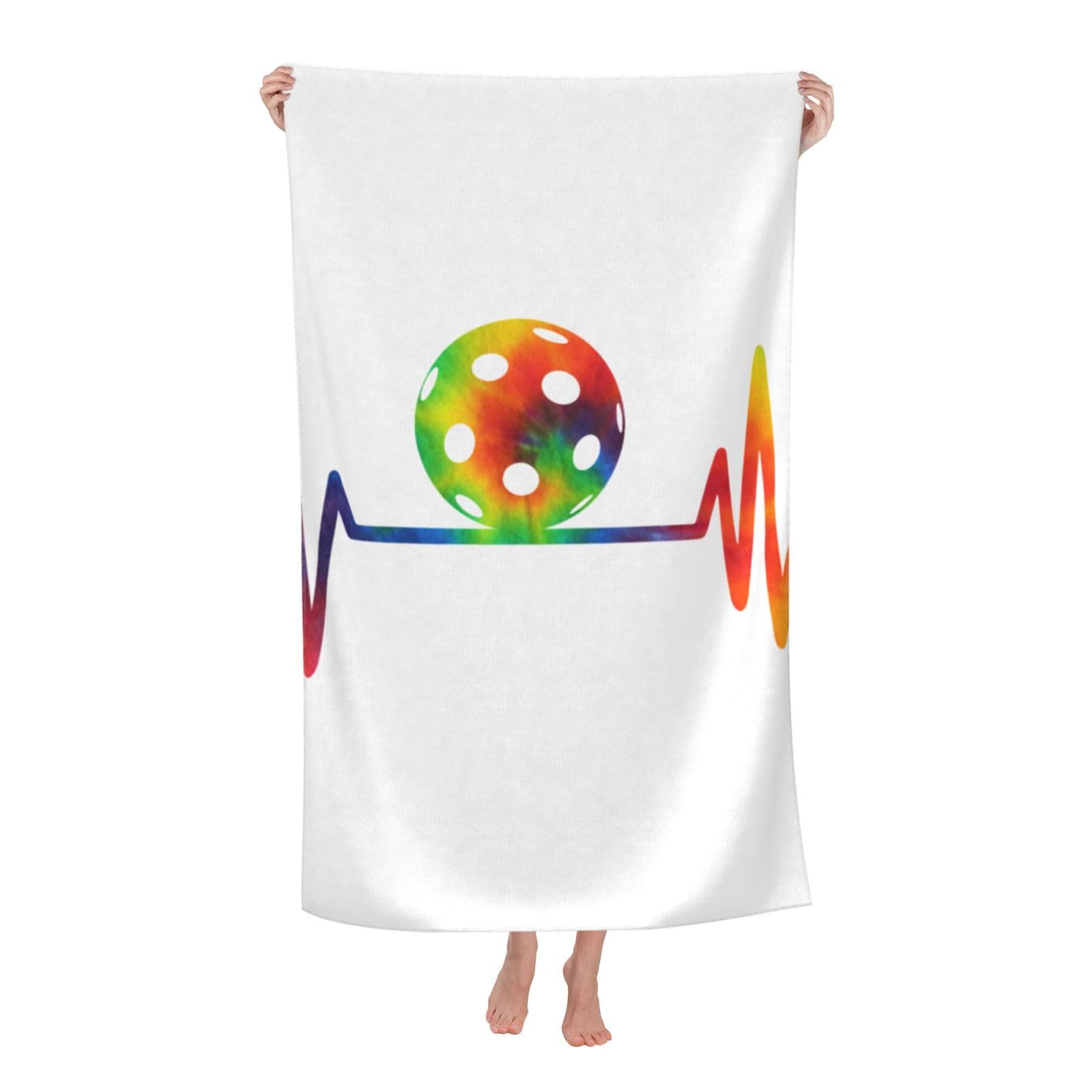 LSRCPD Beach Towel Tie Dye Pickle Sports Ball Heartbeat Microfiber Beach Towels Blanket Oversized Tropical Big Extra Large XL Pool Towels Quick Dry Sandproof for Women Girls Kids