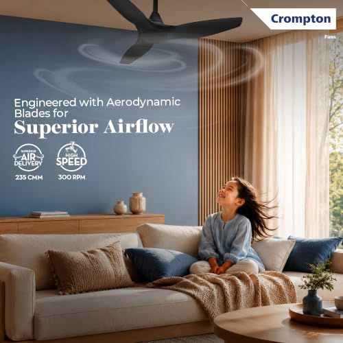 Image of Crompton New SilentPro Enso Senze 1200mm iOT BLDC Ceiling Fan | Premium Design | Wi-Fi, Bluetooth & Remote | Alexa & Ok Google |2x Low Noise |~50% Energy Savings | 4 Year Brand Warranty | Matte Black