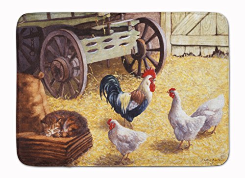 Caroline's Treasures BDBA0339RUG Rooster and Hens Chickens in the Barn Machine Washable Memory Foam Mat, Bathroom Rug, Non-Slip Bath Mat, Durable Thick Washable Rugs for Kitchen, Bathroom Quick Dry, D