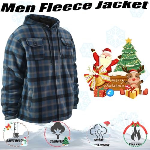 Image of LeeHanTon Mens Flannel Jacket Heavyweight Sherpa Fleece Jackets Outdoor Hiking Casual Soft Warm Coat with Pockets