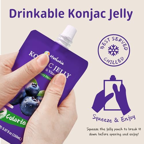 Hethstia Konjac Jelly Pouch Blueberry Flavor, 10 Pack Drinkable Fruit Snack - image 6