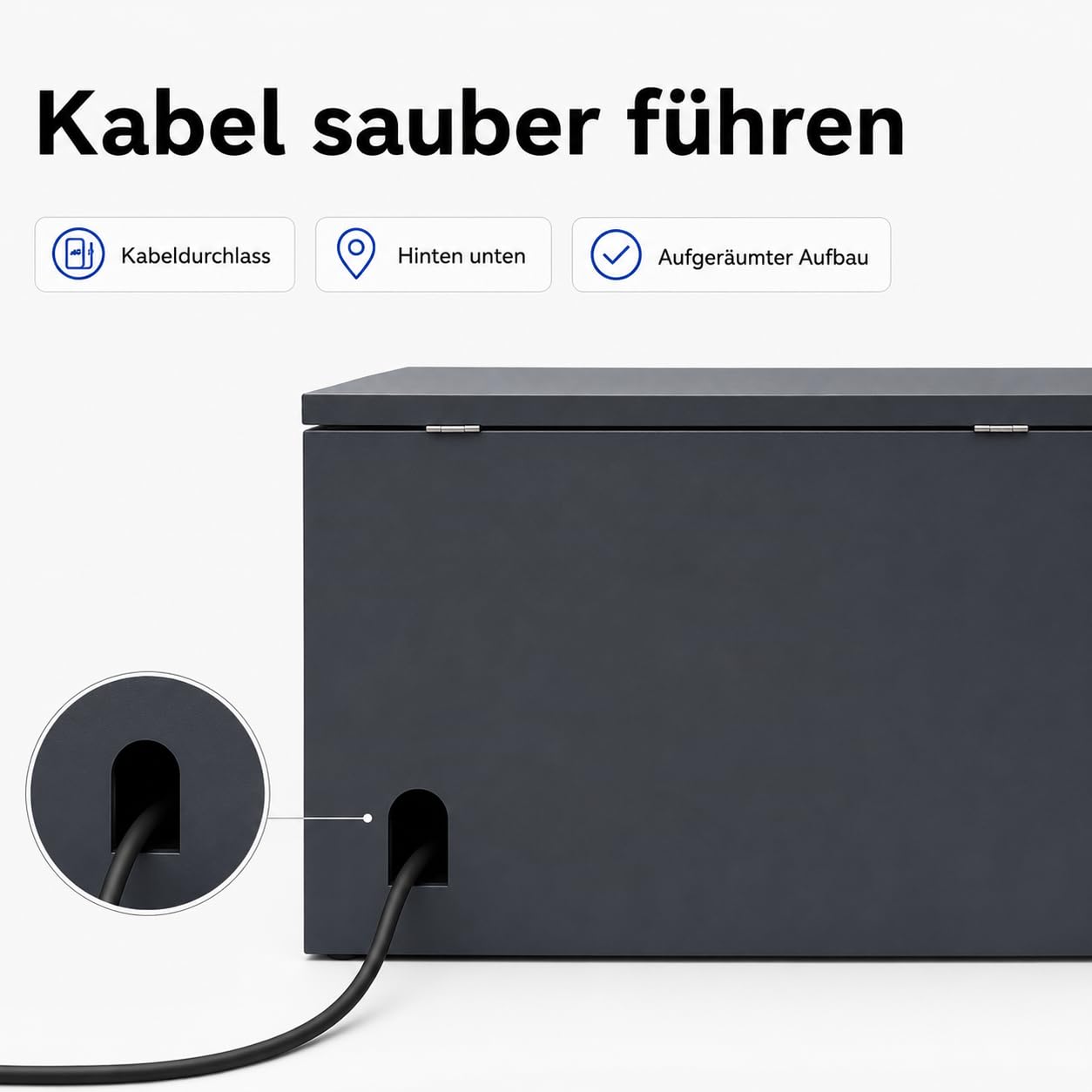 Mähroboter Garage aus verzinktem Stahl, pulverbeschichtet, Anthrazit | 77 x 90 x 53,5 cm | öffnendes Dach, Rasenroboter Garage, Carport für Rasenmäher Roboter, Rasenroboter inkl. Erdanker