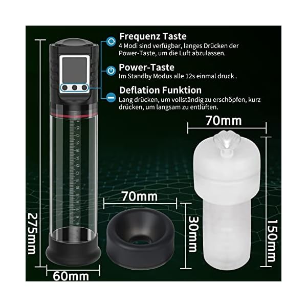 Meeteel Penispumpe für Penisvergrößerung Penis, Elektrische Realistischer Masturbator Cup mit 4 Saugstufen und 2 Silikonhülsen, Automatischer Vakuumpump Wiederaufladbare Sexspielzeug für Männer – Bild 5