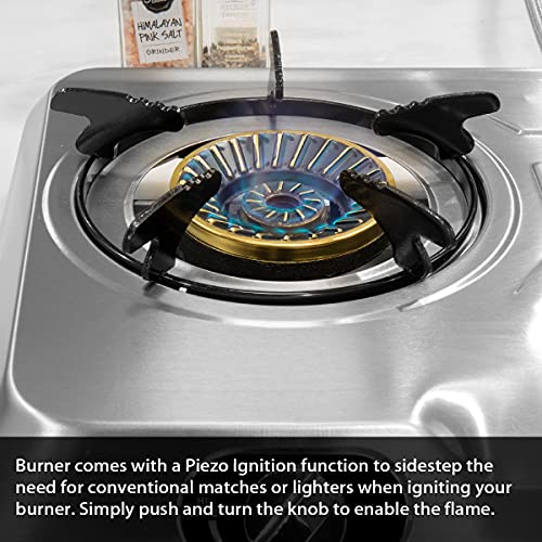 Xtremepowerus Double Burner Stove W/Auto Ignition Stainless Steel Cooktop Outdoor Propane Portable Camping Cooking Range #TOP5