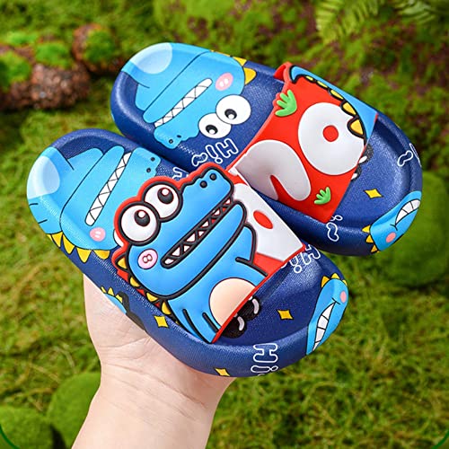 Toddler Little Kid Slides Sandals Girl Boy Slippers Dinosaur Cartoon Shoes House Bathroom (Dark Blue, 13M Little Kids)3