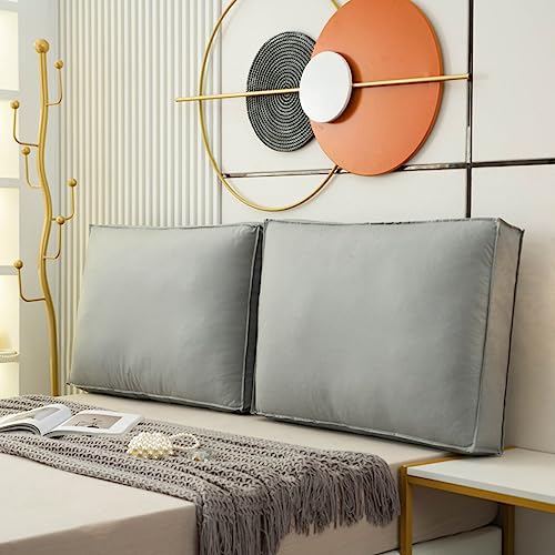 mongdodo テレビ枕 ゴロ寝 クッション カバー 洗える サポートクッション 背当て グレー 枕 背もたれ 100*58*10 ごろ寝クッション ふかふか サポート 三角 まくら ベッド リビング 北欧 おしゃれ かわいい プレゼント 足まくら 弾力
