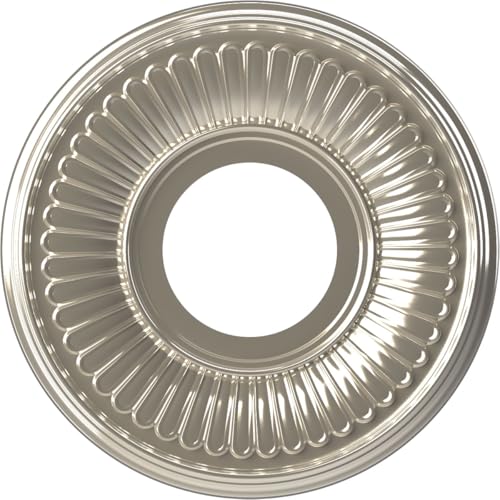 Image of Ekena Millwork CMP10BEBCR Berkshire Thermoformed PVC Ceiling Medallion (Fits Canopies up to 4 1 /2 inch), 10 inchOD x 3 1 /2 inchID x 3 /4 inchP, Bright Coat Chrome