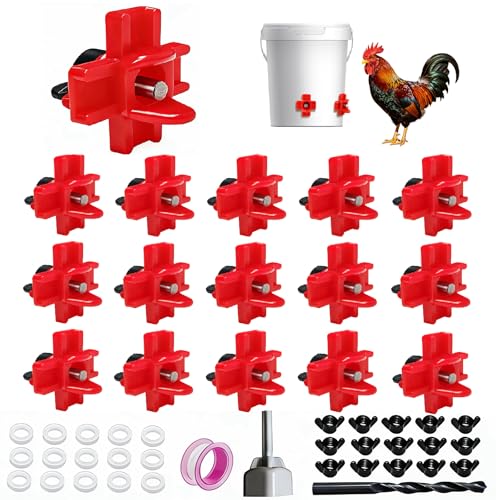 15 Pack Horizontal Chicken Waterer Nipples,Leakproof Chicken Nipple Water for Poultry Coop, Durable ABS Plastic & Stainless Steel, Water Saving Design,with Drill Bits