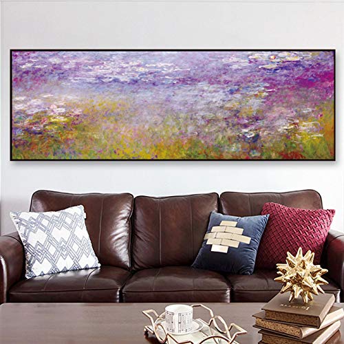 Nymphéas Monet reproduction toile panoramique pour habiller le mur du salon