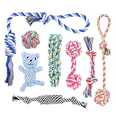 Plutus Pet Dog Chew Toys for Aggressive Chewers, 8 pack Interactive Dog Rope Toys, Washable Cotton Tough Dog Toys, Teething Toys for Puppies Small and Medium Dogs