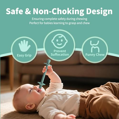 Image of 6pk Baby Teether Straws Silicone Teething Tube Stick Toy for 0-12M