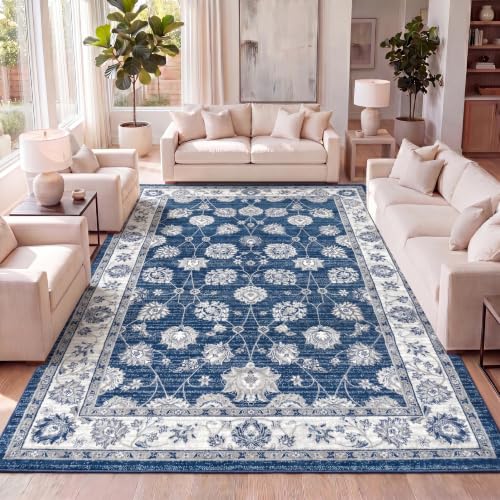 Tapete Modern Vintage Marroquí Azul Marino/Gris Claro 5x8