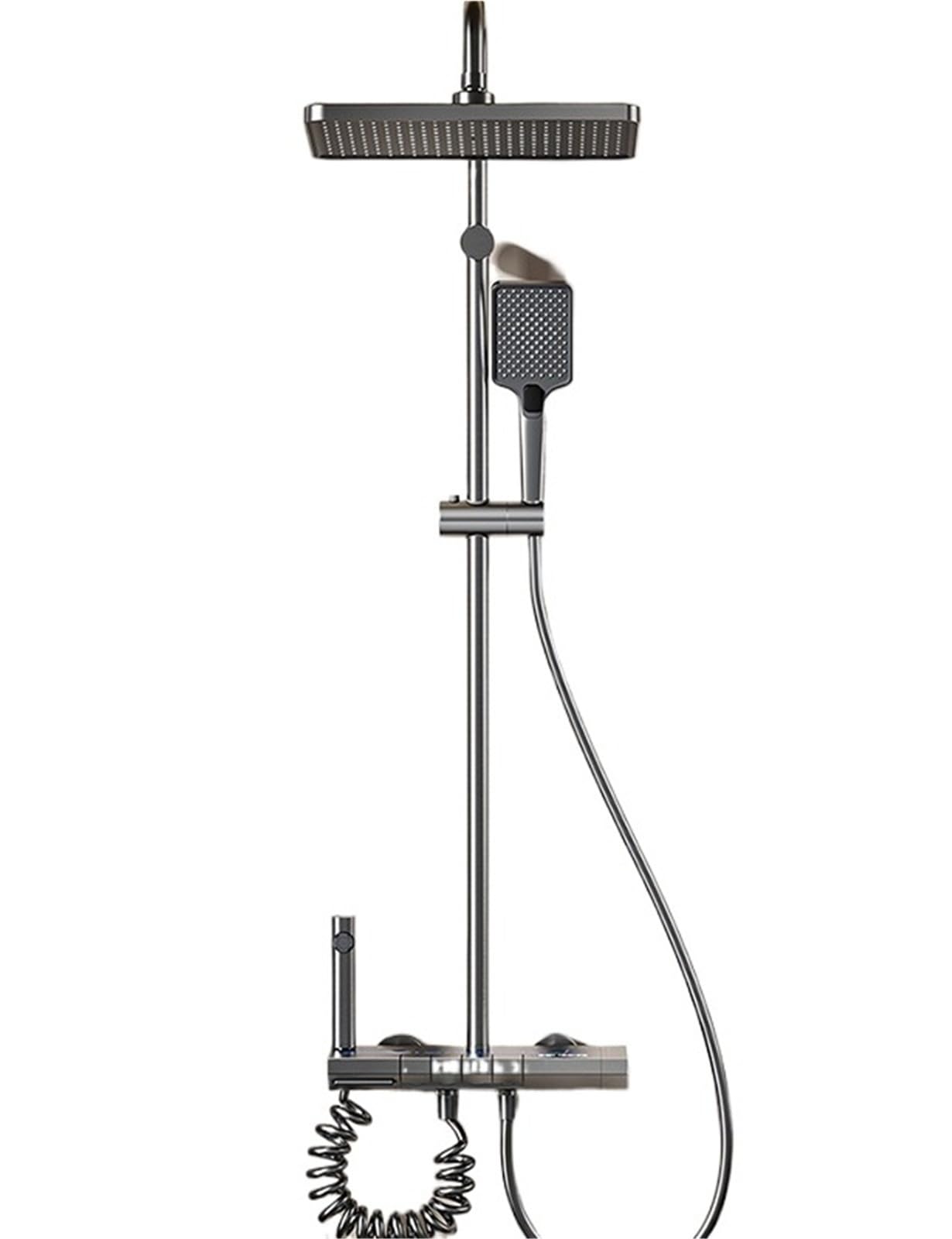 Ensemble de douche Space en aluminium gris au design architectural