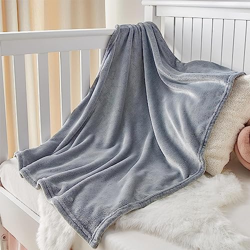KMUSET Kids Blanket for Boys Girls 30x40 inches, Soft Cozy Fuzzy Swaddle Throw Blanket, Small Fleece Blanket for Crib Stroller, Grey