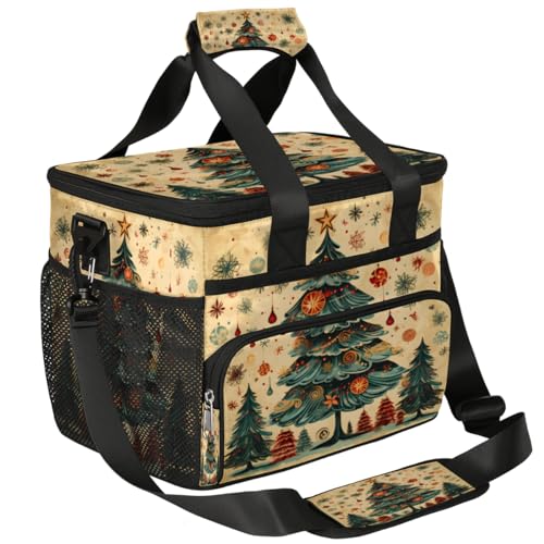 Insulated Picnic Backpack Lunch Box for Women Men Picnic Basket Tote Lunch Bag Picnic Bag Portable Lunch Bags for Picnic, Beach, Work, Trip,Office, Camp Xmas Christmas Trees