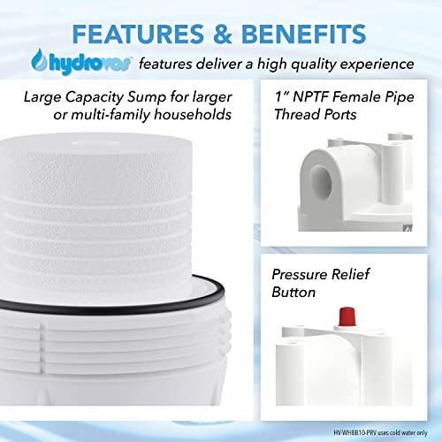 Hydrovos Hv-Whbb10-Prv Filter Housing With 5 Micron Sediment Filter For Whole House Water Filtration, 1” Nptf Port, Nsf Certified #TOP1