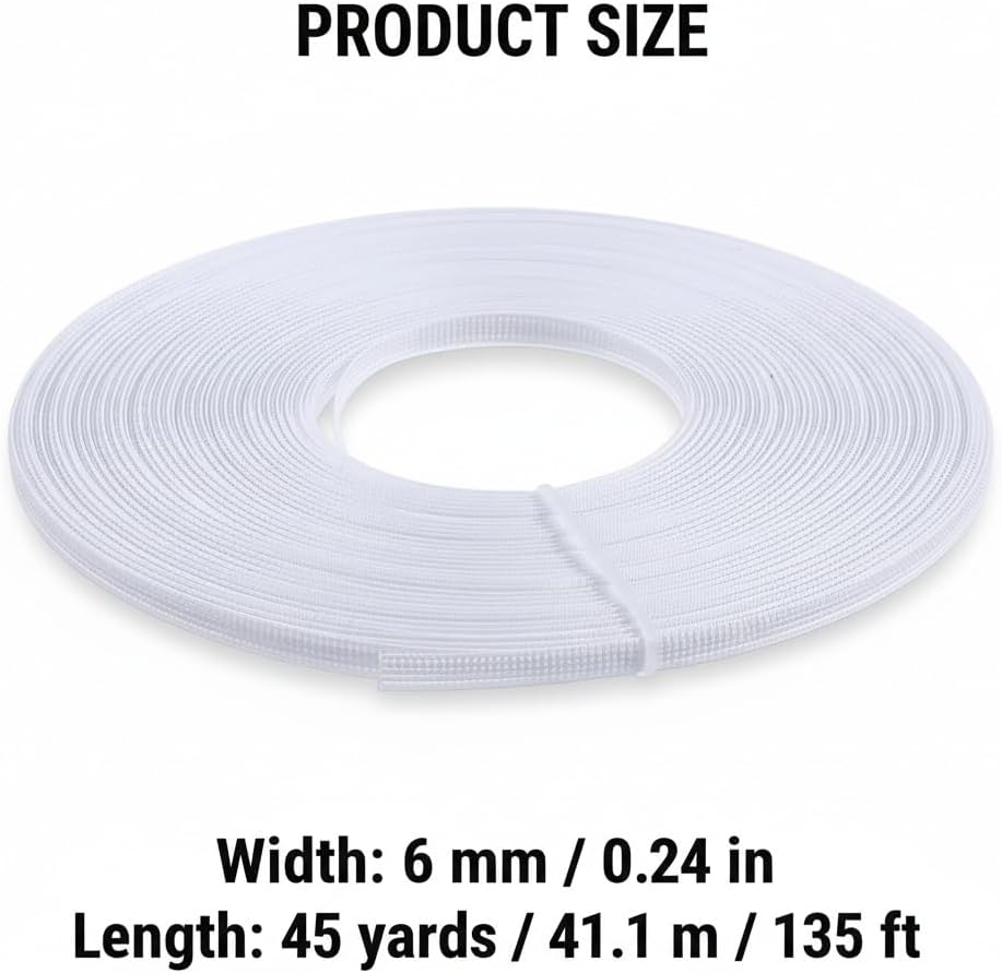 45 Yards Boning for Sewing, 6mm Sew-Through Polyester Boning for Corset, Dress, Hat Brim & DIY Crafts, Flexible Support Strip