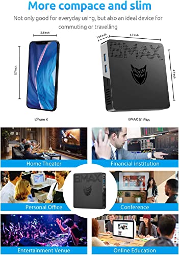 BMAX Mini Pc 6GB DDR4 64GB eMMC Celeron N3350 Fanless Desktop Computerr, 2.4G+5G Dual Band WiFi,HDMI+VGA Doppio Display, 4K HD for Business e Entertainment Mini Computer Micro PC – Bild 7
