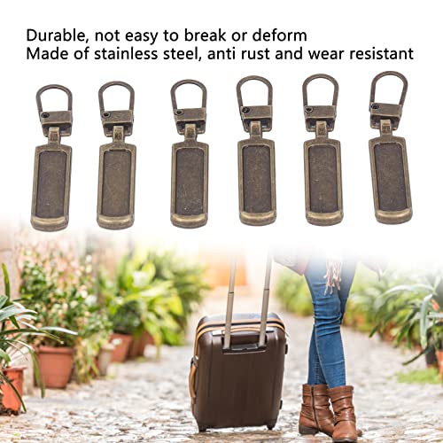 6Pcs Zipper Pull Tabs, Metal Zipper Heads, Removable - for Purse Clothes, Jeans, Suitcase, Luggage (Bronze) - Image 3