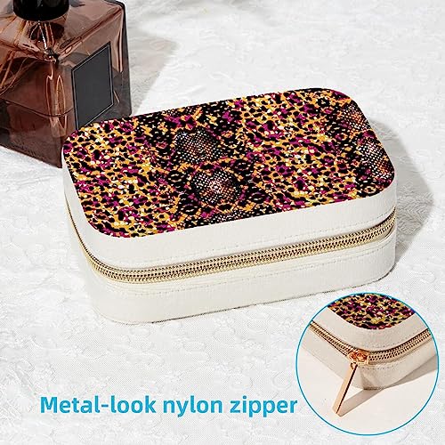 Boîte à bijoux de voyage en cuir léopard pour bagues et colliers - 7