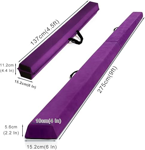 Miniatura 6 de Equipo de gimnasia plegable de 9 pies para niños, base de goma antideslizante, haz de gimnasia para entrenamiento, terapia física, entrenamiento