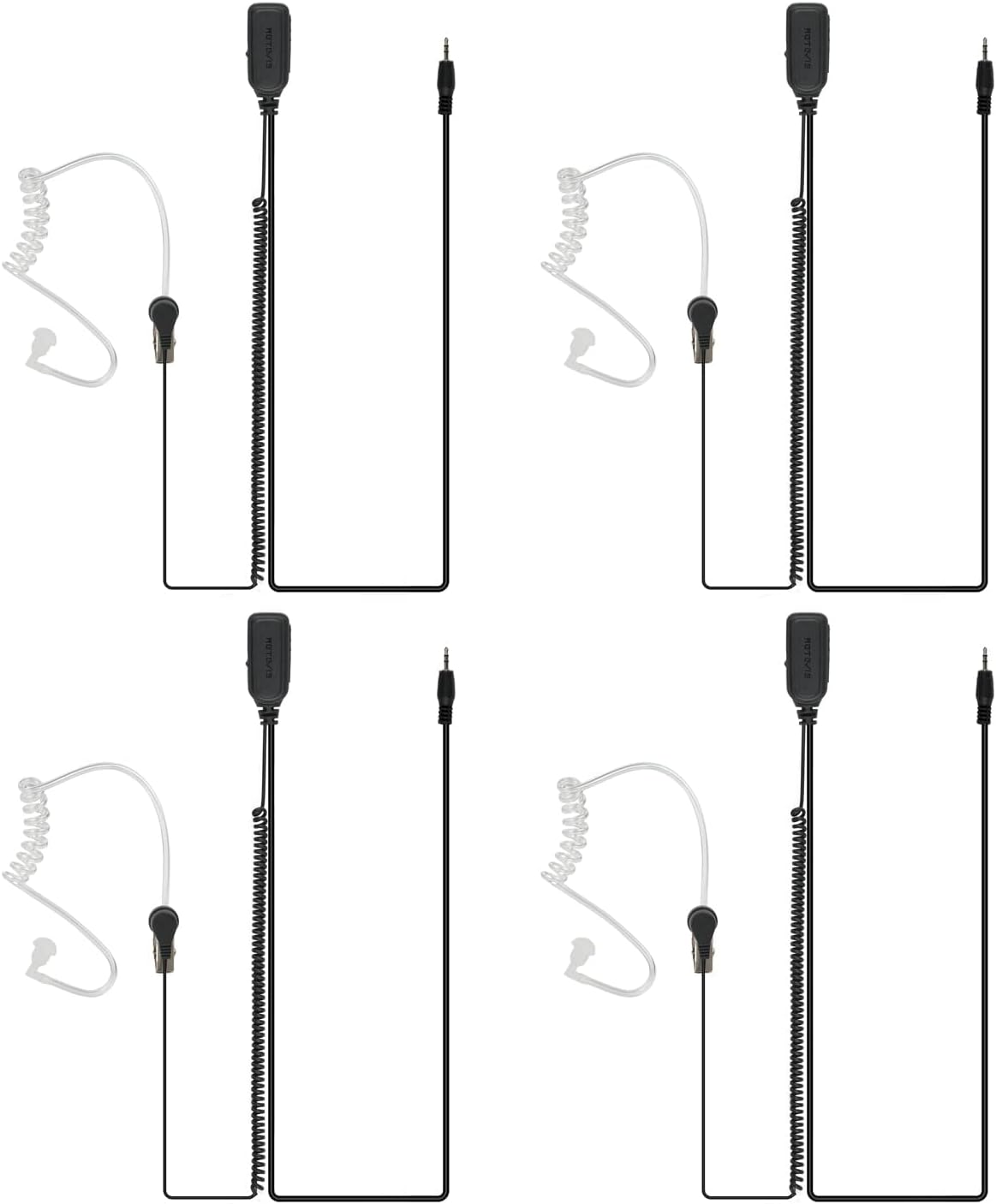Retevis RB48 Walkie Talkie Earpiece with Mic 1 Pin 2.5mm, VOX, Coiled Cord, Acoustic Tube, Compatible with RB48 RB48 Plus RB48A RB48 Pro RT49 RT49B RT49P Two Way Radio, Two Way Radio Earpiece(4 Pack)