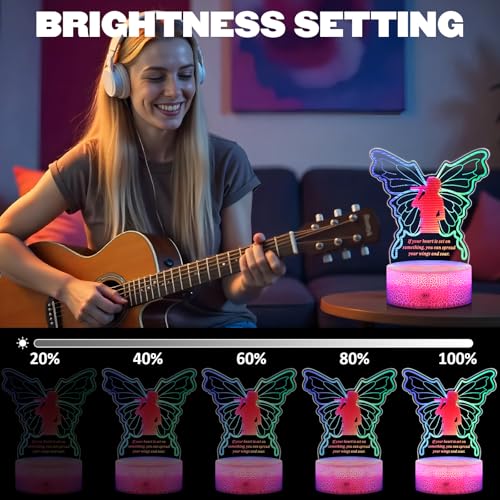 Image of Inspirational Gift for Women - Remote Control 3D Butterfly Lamp with Uplifting Quote, Dimmable Night Light, 7 Colors & Timer, 3 Acrylic Panels for Home Decor Bedroom
