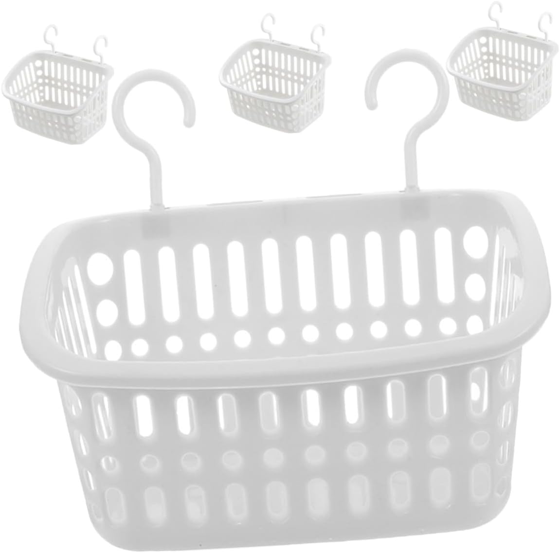 VICASKY 4pcs Hamster Hanging Hammock Bed and Storage Basket Set, Large Rectangular Gray-White Rodent Cage Accessories for Small Pets, Suitable for Hamsters, Rats, Guinea Pigs, and Ferrets