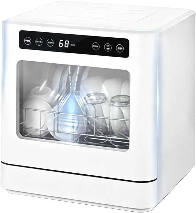 Countertop Dishwasher,Compact Dishwasher, 4 Program System for Home and 8 Place Setting,Portable Dishwasher，75°c Heating and Drying，72-Hour Air Exchange and Dual-Mode Water Intake，5l