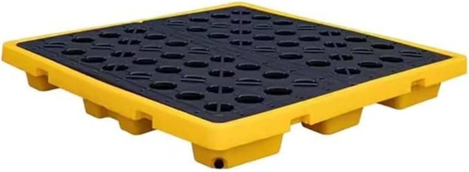 Heavy-Duty Modular Spill Containment Pallet - Chemical-Resistant, Large Capacity for Drums/Barrels, Easy to Assemble, Id-EAL for Warehouse/Factory Spill Prevention 120x60x10cm