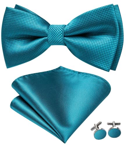 Image of Dubulle Mens Paisley Striped Bowtie Set Pre-tied Bowtie for Men and Pocket Square Set Wedding Business