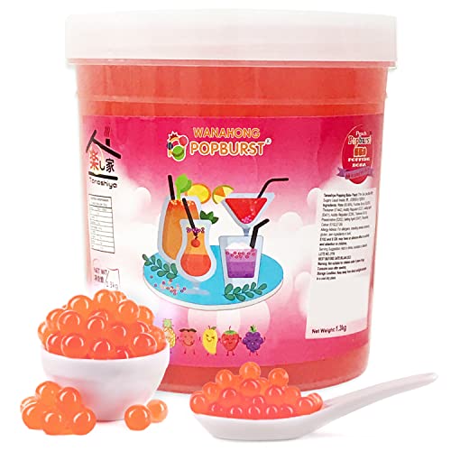 WaNaHong Popping Boba Pearl 1.3 KG Dessert Toppings Prosecco and Cocktails (Peach)