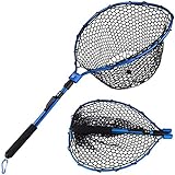 Sougayilang Fishing Net Aluminum Foldable Landing Net with Soft Rubber Mesh EVA Handle Release Net for Fly, Trout, Salmon, Bass, Kayak Fishing