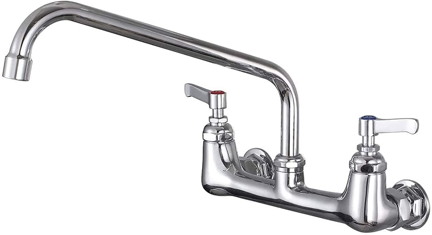 Pougeo Bathroom Rotating Taps Commercial Tap Wall Mount Pre Rinse Faucet 8 Inch Center Add-On 8 Inch Swivel Spout (14Inch Spout)