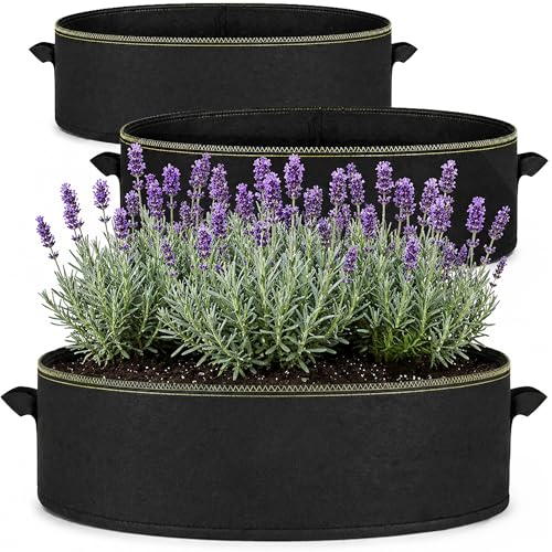 Bolsa De Cultivo Para Plantas 70l - 3 Macetas De Tela Grandes Con Asas Y 3 Etiquetas - 60cm Ø Y 25cm De Altura - Jardineras Para Plantas, Flores, Fresas