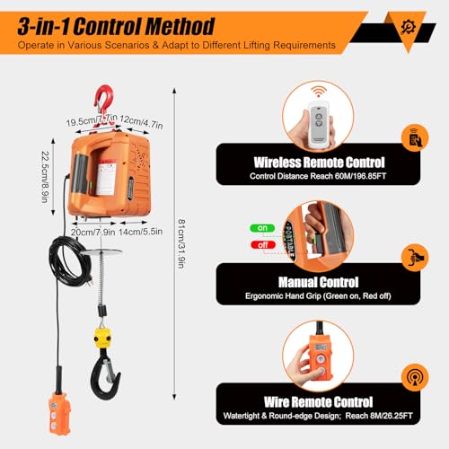 Polipasto Eléctrico 3 en 1 440 lbs con Control Remoto miniatura 3
