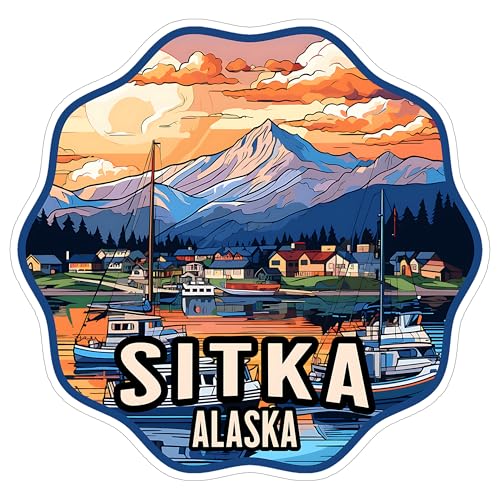 Sitka Alaska Sticker 4 Inch Travel Souvenir City Destination - Waterproof Vinyl Decal for Laptop Water Bottle Car Tumbler - Durable Aesthetic Long-Lasting Stickers for Adults ID44990