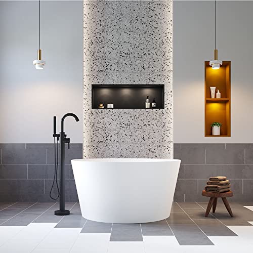 Dowell 078 48" Round Luxury Stone Resin Free Standing Bathtub White Modern #TOP4